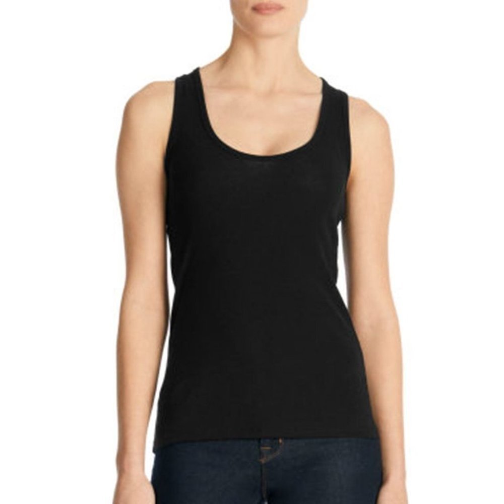 J BRAND Black RIB TANK Top JW04KN3482 Large Cotton / Modal Blend ( L )